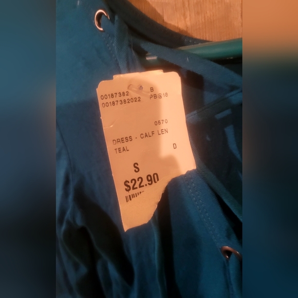 NEW# FOREVER 21 Small TEAL Calf-length long-sleeved bodycon MIDI dress - Picture 5 of 6